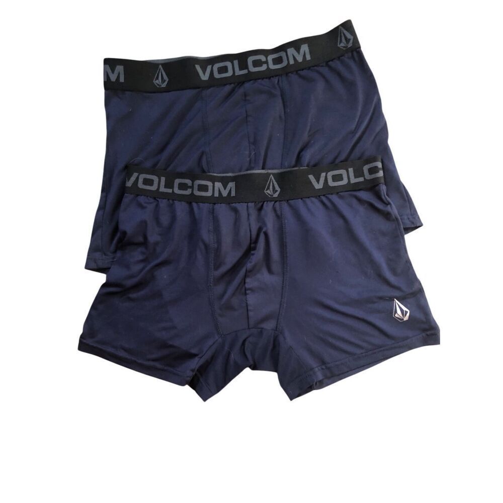 Volcom navy blue boxer briefs with elastic waistband and Volcom graphic. Size M